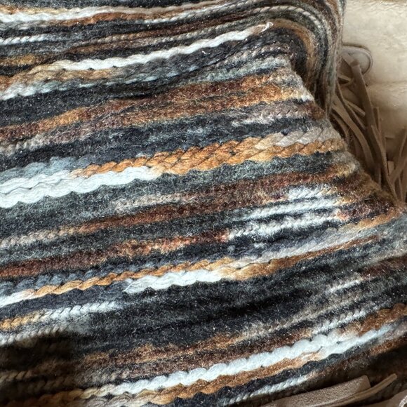 Johnny Was Elodie Plain Bag Boho‎ Gray Suede Leather  fringe colorful side NwOT - Picture 9 of 10